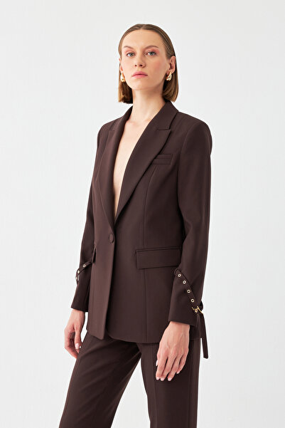 NAGRADA Tek Düğmeli Kahverengi Blazer Takım