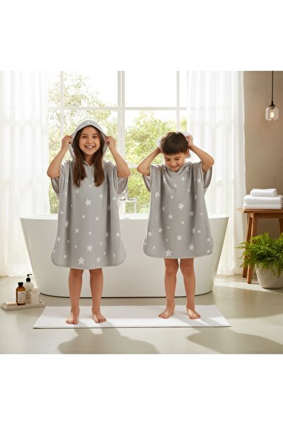SeaBubbles Yıldızlı Panço Havlu Bornoz 4-8 Yaş