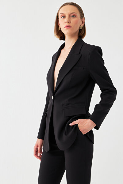 NAGRADA Özel Düğme Detaylı Siyah Blazer Takım