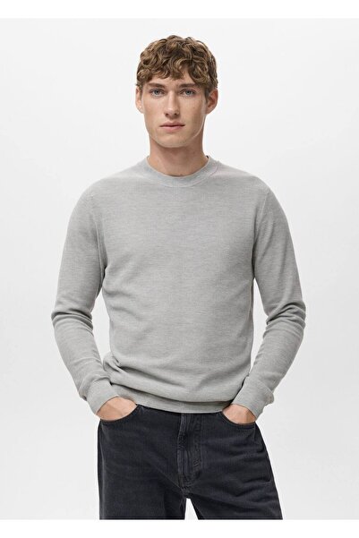 MANGO Man Mikro yapılı pamuklu triko kazak