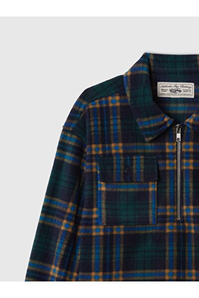 GAP Erkek Çocuk Koyu Mavi Yarım Fermuarlı Desenli Sweatshirt