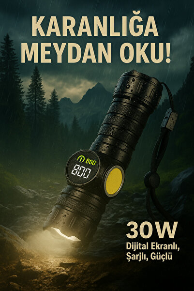 PeakStar PS-8745 Profesyonel Zoomlu 30W 5000 Lümen Powerbank Mıknatıslı Avcı ...