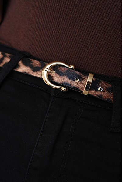 MODAM HİFA Cureaua de damă cu cataramă aurie leopard Pantaloni Curea Rochie Curea Cămașă Curea Jachetă