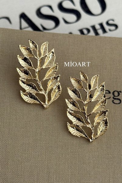 MioArt Yaprak Altın Küpe