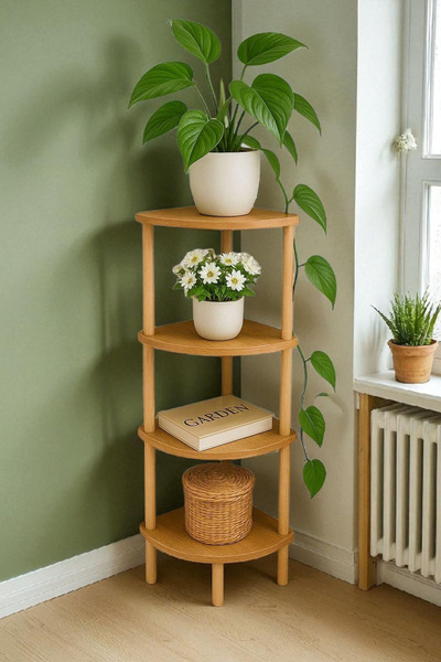 HESA Kolay kurulum köşe sehpa raf  Atlantik çam desen ahşap ayaklı