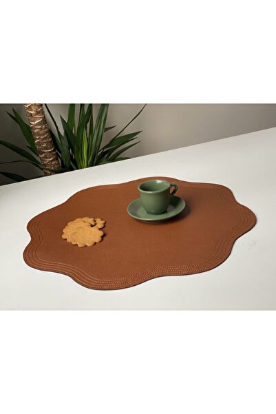 Prive Home Kahverengi Deri Amerikan Servis/ Supla/ Placemats