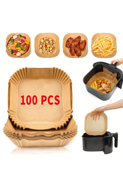 Choice 100pcs 25/50/100pcs Oil-Proof Non-Stick Disposable Square Papers for Frying Baking Cooking, Versatil