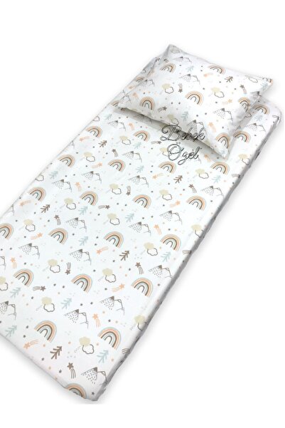 Bebek Özel 90x190 Montessori Brown Rainbow - 100% βαμβακερό παιδικό ελαστικό σεντόνι και μαξιλαροθήκη