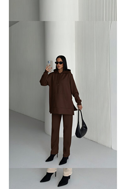 moda paketi Scuba Diver Fabric Oversize Sweatshirt Bottom Pants Carrot Form Hijab Set
