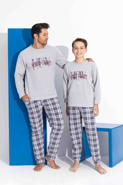 Tarık Tarik Long Sleeve Father-Son Fleece Fabric Winter Warm Pajamas Set-(Sell Separate)