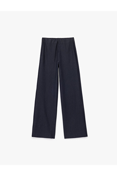 Koton Straight Wide-Leg Striped Fabric Pants