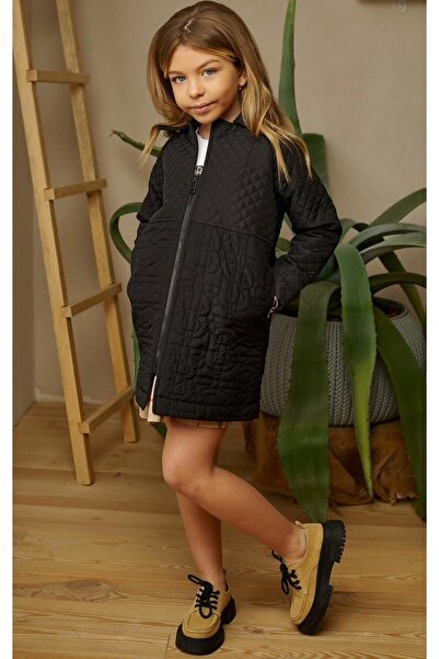 HC Kids Wear Kız Çocuk Trençkot Capitone