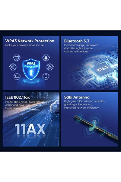 EDUP Dual USB Adapter EDUP, WiFi 6 and Bluetooth 5.3, Compatible with Windows 10/11, Dual Band 2.4G/5GHz,