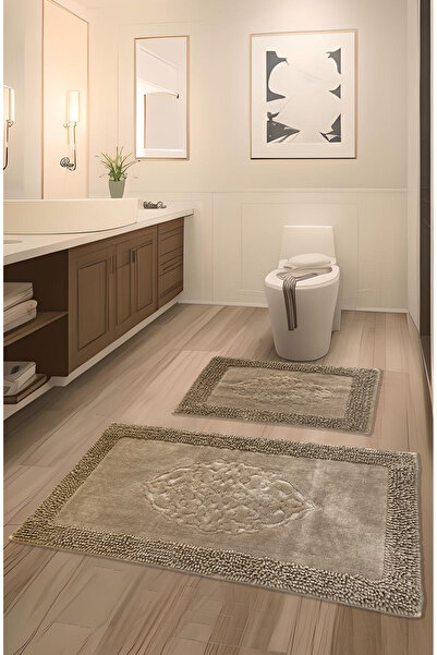 FeelHome Pamukkent Soft, Super Absorbent 2 τεμαχίων 100% βαμβακερό σετ χαλάκι μπάνιου Ultra Luxury Σκούρο καφέ