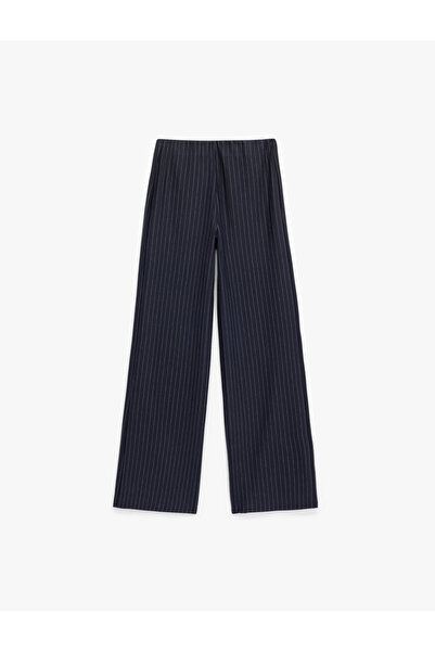 Koton Straight Wide-Leg Striped Fabric Pants