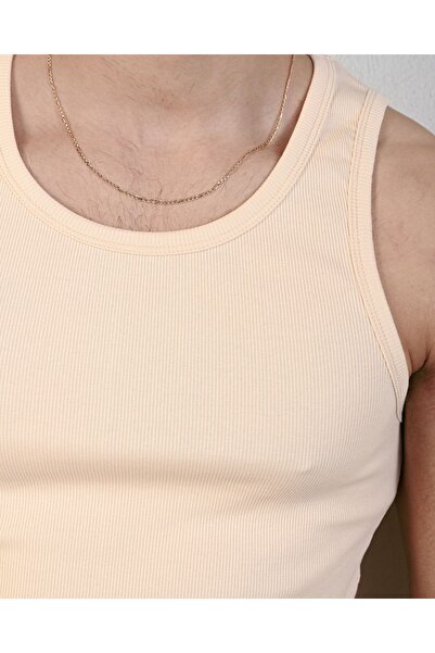 İLKCET MODA Ανδρικό αθλητικό εσώρουχο Premium Ribbed Slim Fit Cream ελαστικό