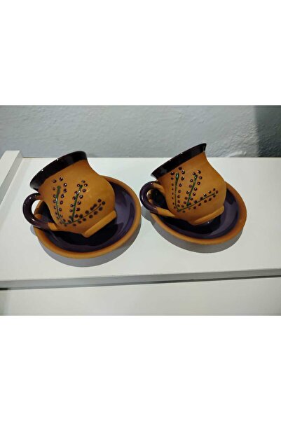Bybaykuş Handmade Cup Set with Lavender Pattern