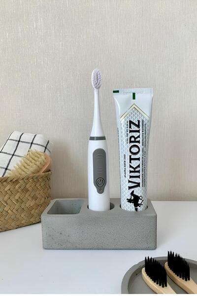 Minimalist Concrete Bath Organizer Toothbrush Holder | Electric Toothbrush & Paste Stand
