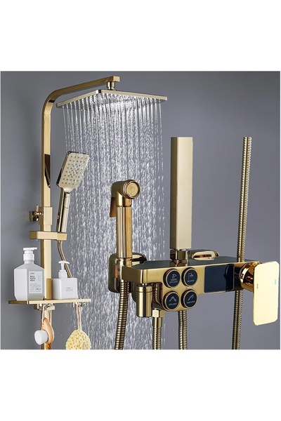 İyem Akıllı LED Ekranlı Termostatik Duş Sistemi Premium Tasarım ( PİRİNÇ-SARI )