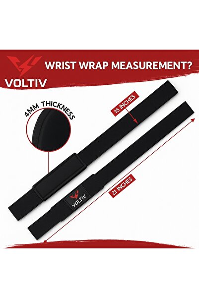 VOLTIV أربطة المعصم لرفع الأثقال - أحزمة رفع قطنية متينة مع حشوة من النيوبرين