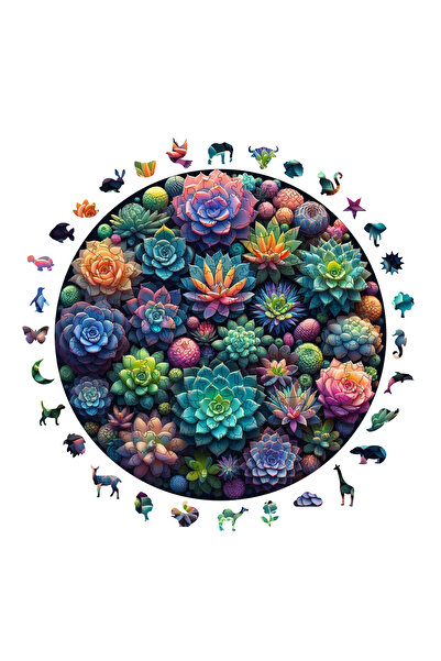 WePuzzleUp Ahşap Puzzle - Sukulent Bahçesi - 252 Parça, 29x29 cm