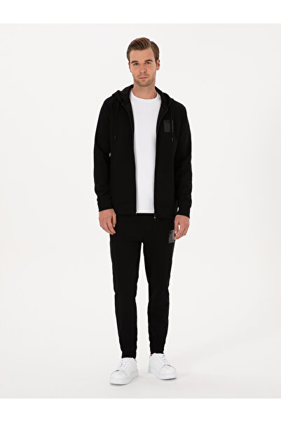 Cacharel Siyah Slim Fit Pamuk Karışımlı Paçası Lastikli Eşofman Altı 50311677-VR046