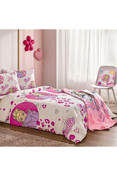 Barbie Yeni Ürün Lisanslı Tek Kişilik Nevresim Seti (1 Adet Nevresim:160x220+1 Adet Yastık Kılıfı 50x70 cm)