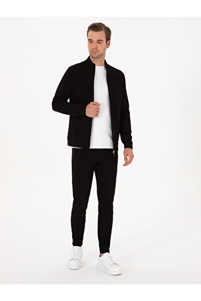 Cacharel Siyah Slim Fit Pamuk Karışımlı Paçası Lastikli Eşofman Altı 50309819-VR046