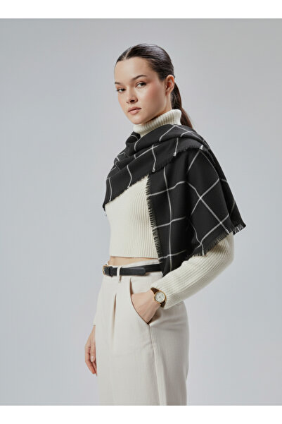 derikem Γυναικείο χειμερινό σάλι με απαλή υφή καρό μοντέλο