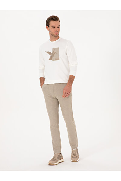 Cacharel Bej Slim Fit Yün Karışımlı Kanvas Pantolon 50308721-VR011