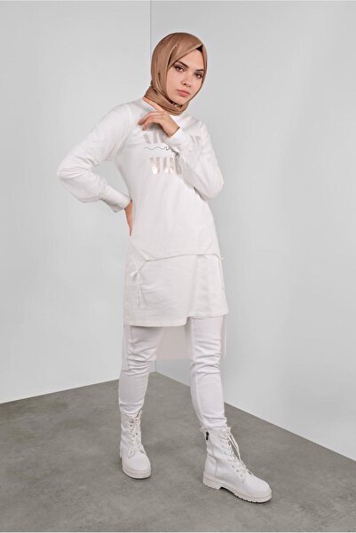 Alvina 41239 Model Tulle and Printed Double Tunic