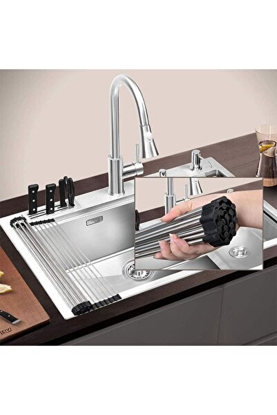 fulina Dish Drying Rack, Foldable Sink Rack Stainless Steel Dryer Holder for Kitchenware Tableware, Cups, F