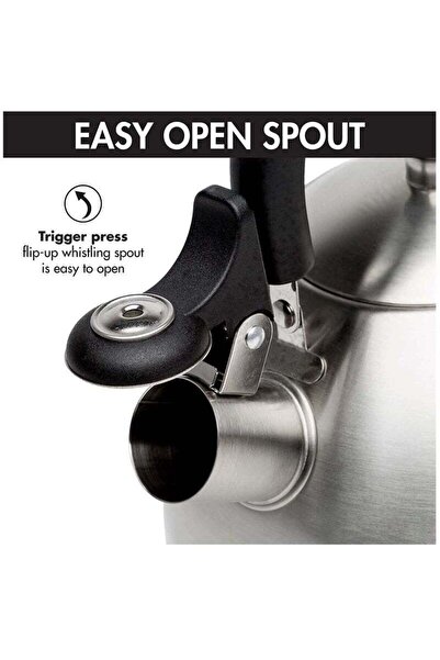 fulina Tea Kettle, Stainless Steel Teapot with Heat-resistant Handle, Whistling Stovetop for Home