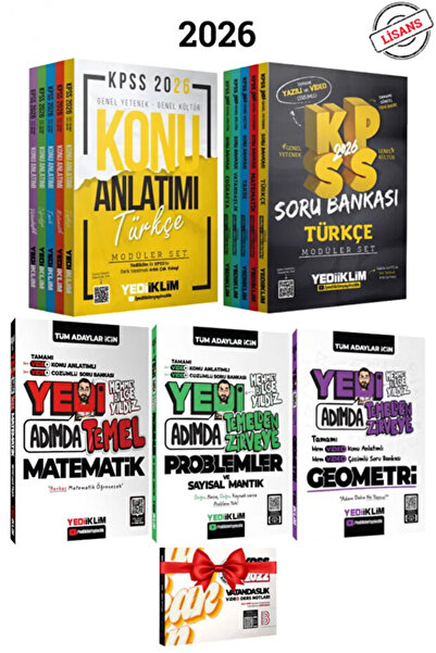Yediiklim Yayınları KPSS 2026 Lisans Konu Anlatımı+ Soru Bankası+Mehmet Bilge...