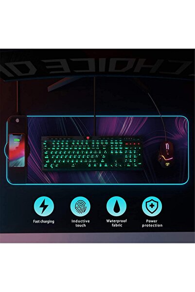 LEBLOU Gaming mousepad with 15w wireless charging, swing, RGB touch change, USB 3.0, 4mm thickness, 80x30