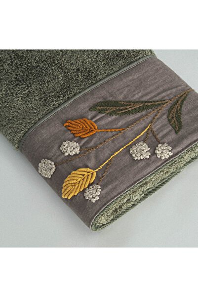 Ecocotton Farah El Рушник для обличчя Жіночий 100% органічна бавовна Ручна вишивка Зелений 50x90 см