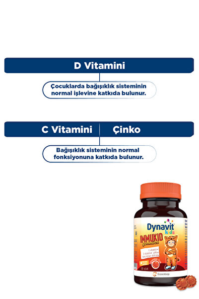 Dynavit Immukid Gummies 60 Çiğnenebilir Gummy & Fosfokid 150 mL & Lizinkid-B12 Şurup 150mL - Okul Paketi