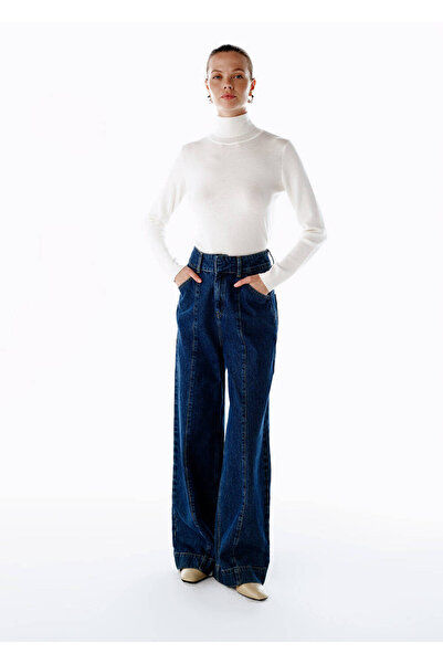Knitss Yüksek Bel Mavi Denim Pantolon
