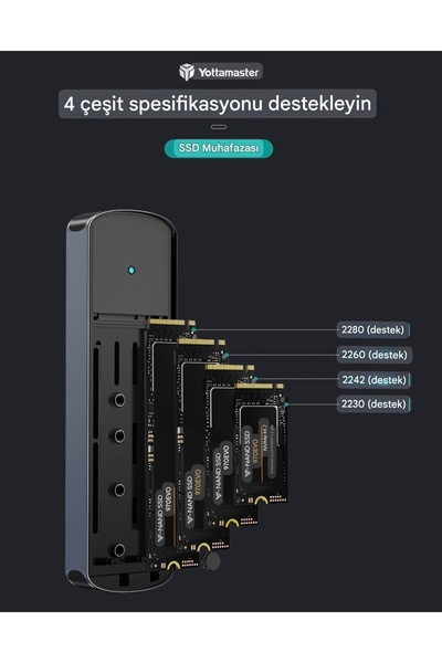 Yottamaster M.2 Ssd Nvme M.2 Sata Kutusu Ce Lisanslı Çift Protokol 2280/2260/2242/2230/10gbps Yüksek Hız Orginal