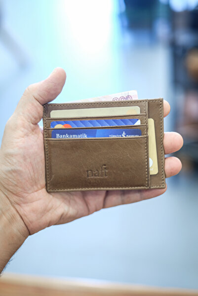 naft توسكانا - 8 1 حافظة بطاقات من الجلد الطبيعي ذات وجهين - بني فاتح بلون ال...