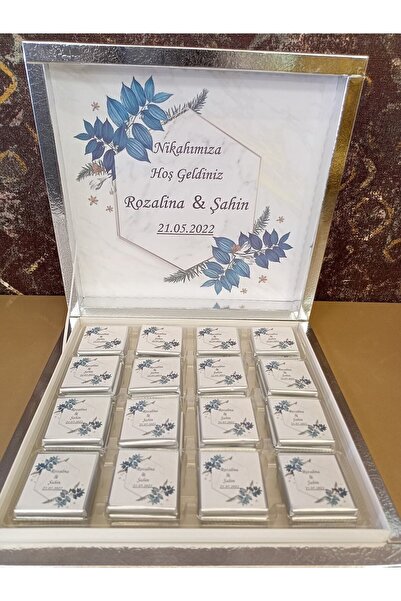 altıniz gıda Kişiye Özel Nikah Söz Nişan Çikolatası Kutulu 48li
