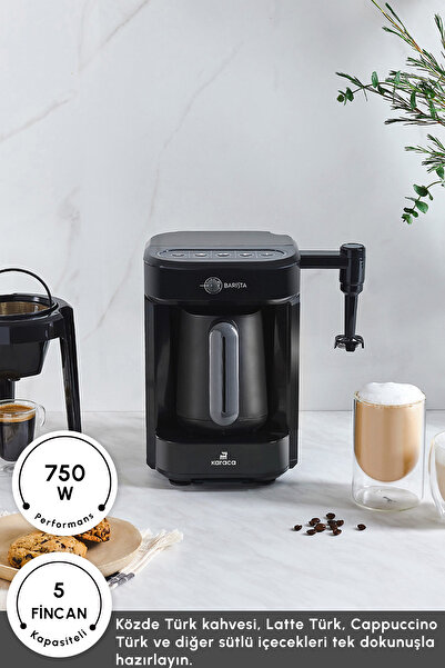 Karaca Anthracite Keepsake Barista Cappuccino and Turkish Coffee Machine