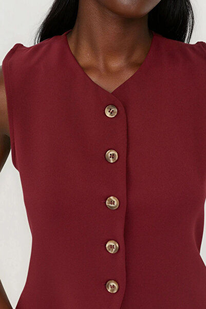 Hiccup V-подібний комір на ґудзиках, облягаючий безрукавний жилет