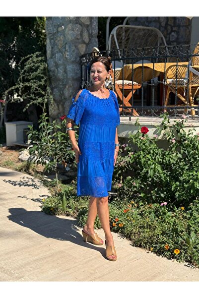 Punta Otantik NC10453 Італійська сукня з напіврукавами, плечовим вирізом і мереживом з бавовни Saks