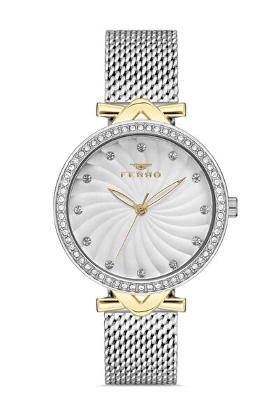 FERRO Silver Mesh Cord Women's Wristwatch F2665C-D 3Atm Waterproof 2 Years Warranty Gift Wrapped