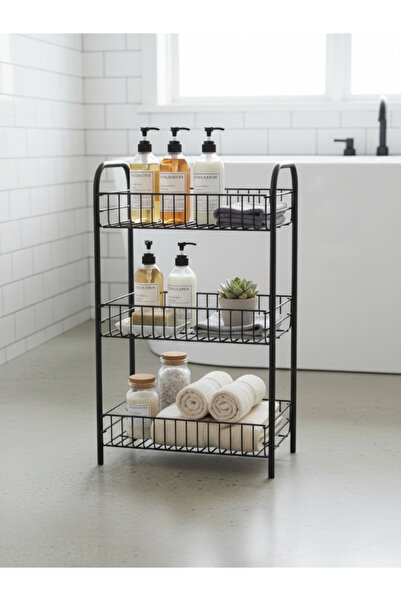 Emkatex Katlı Metal Banyo Rafı Banyo Düzenleyici Banyo Dolabı Organizer Düzenleyici