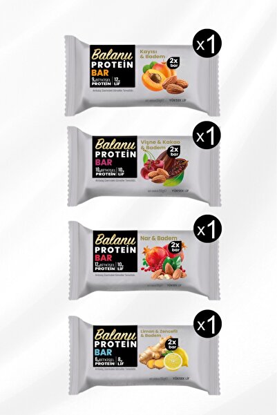 balanu مجموعة بروتين بار 55 جرام 4 نكهات مختلفة 2 عبوة × 4 قطع