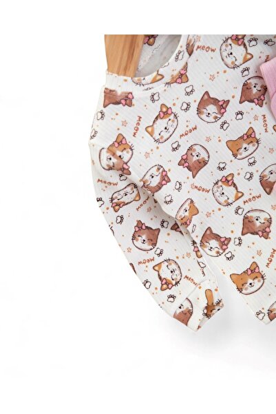 Ege Bebek Baby Girl Newborn 0-3-6-9 Months Seasonal 2 Piece Gardener Salopet Jumpsuit and Underwear Suit