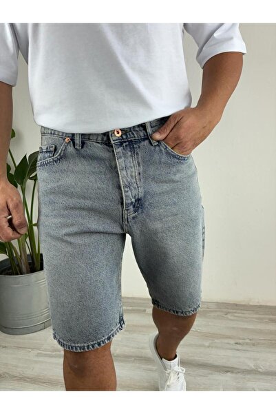 LudoWear Snow Washed Light Blue Fit Lycra-Free Jean Denim Shorts