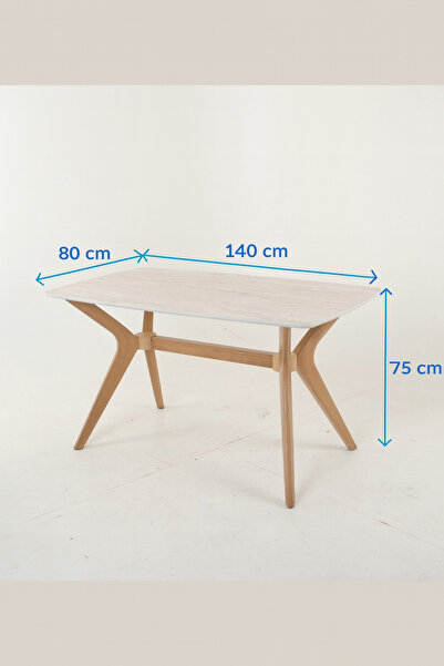 PLASMOB 80 x 140 Mutfak Masası(Sadece Masa) Traverten-Ceviz MDF Salon ve Mutfak Masası Viktoria Model (Masa)